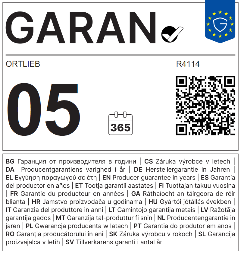 Label GARAN de l’UE : garantie du producteur en années: 5 – Ortlieb