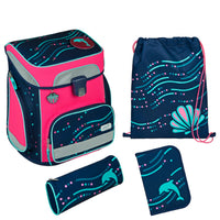 Scooli EasyFit Glow DIN - Schulranzen Set 5tlg. (Dotty Dolphin)